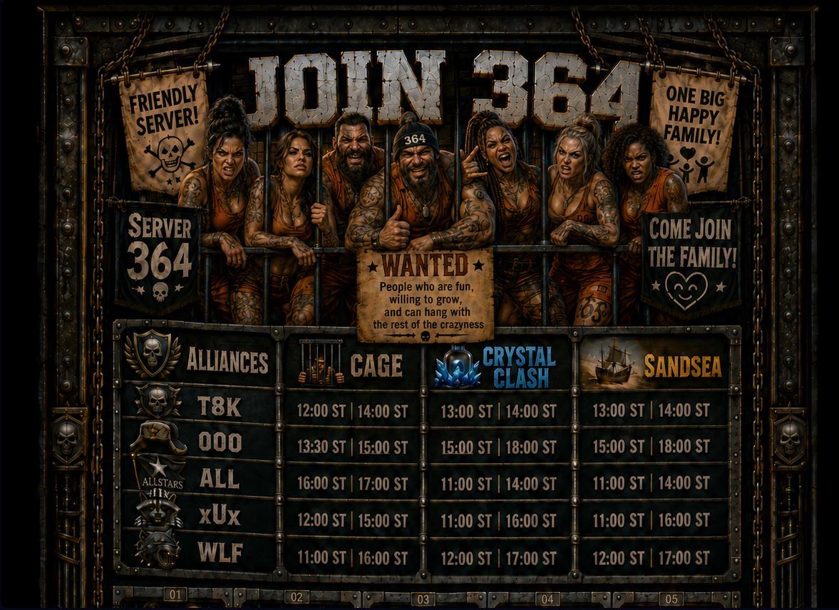 Serious industrial State 364 Lands of Jail transfer page with alliance event schedule