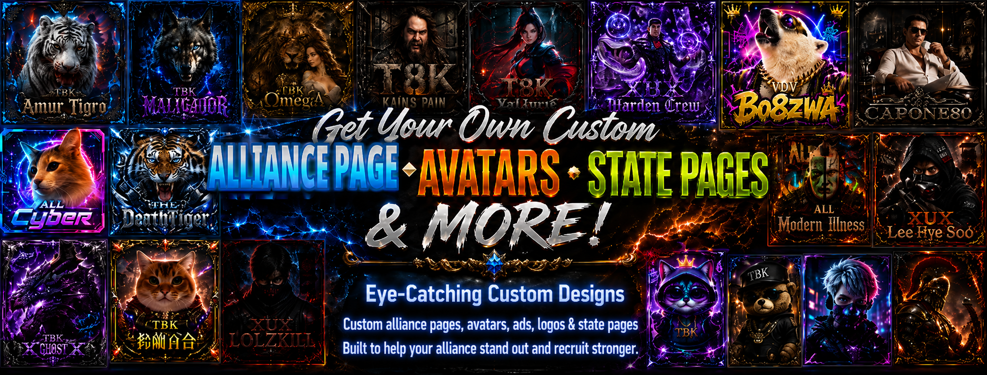 LOJ Alliances custom Lands of Jail alliance pages, avatars, state pages, ads, logos and more
